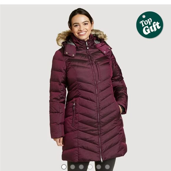 Eddie Bauer Jackets & Blazers - Eddie Bauer PXS Women's Sun Valley down parka Plum Puffer Jacket Faux Fur Hood